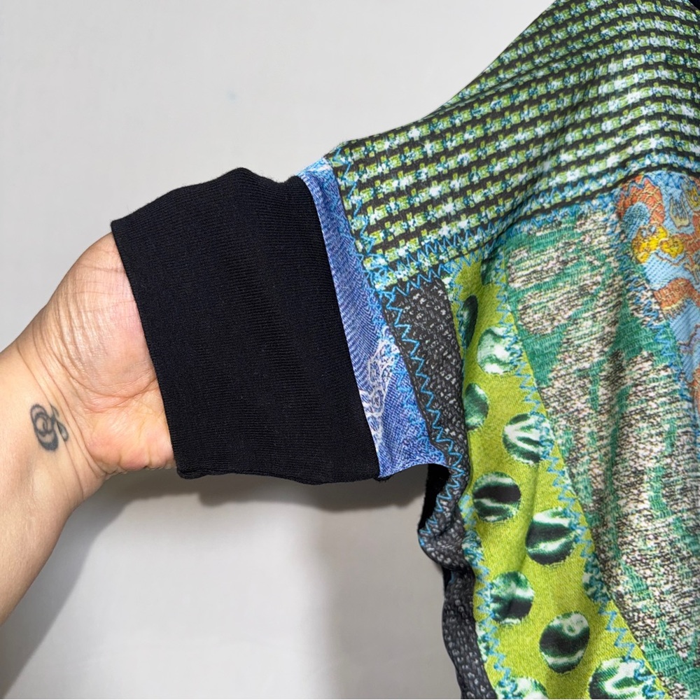 Desigual Multicolor Patchwork Blouse Size U. Art … - image 3